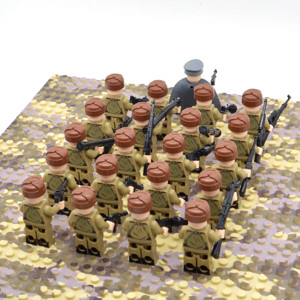 Новинка 21 шт./компл. WW2 Военная Униформа пехоты строительные блоки Minifigs IEgoingly красноармейцев Книги об оружии Подарочные игрушки для детей