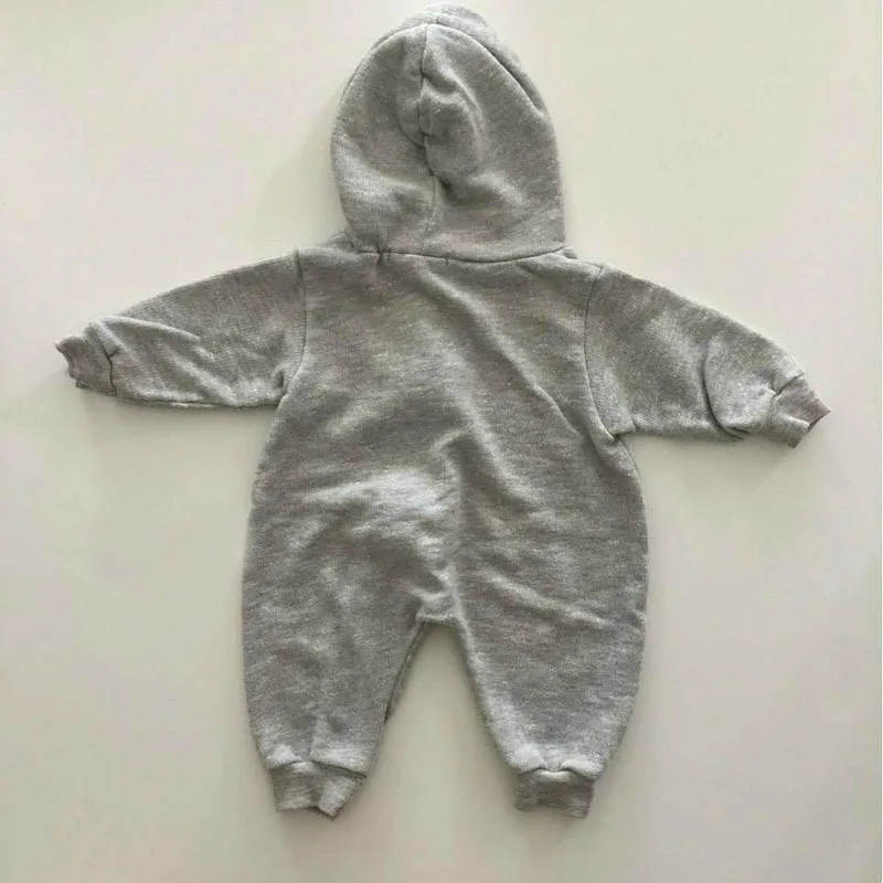 Autumn Baby Casual Romper Loose Newborn Sweatshirt Long Sleeve Kids Hooded Jumpsuit Little Girl Zipper Coat Toddler Boy Clothes Warm Baby Bodysuits 