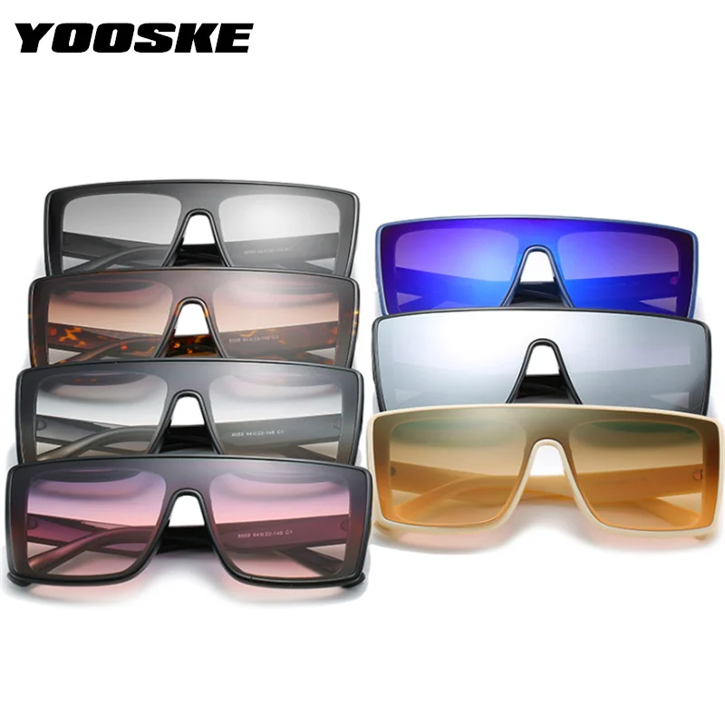 YOOSKE Squar One-piece Sunglasses Women Men Brand Design Oversized Sun Glasses Ladies Gradien Shades Eyewear UV400