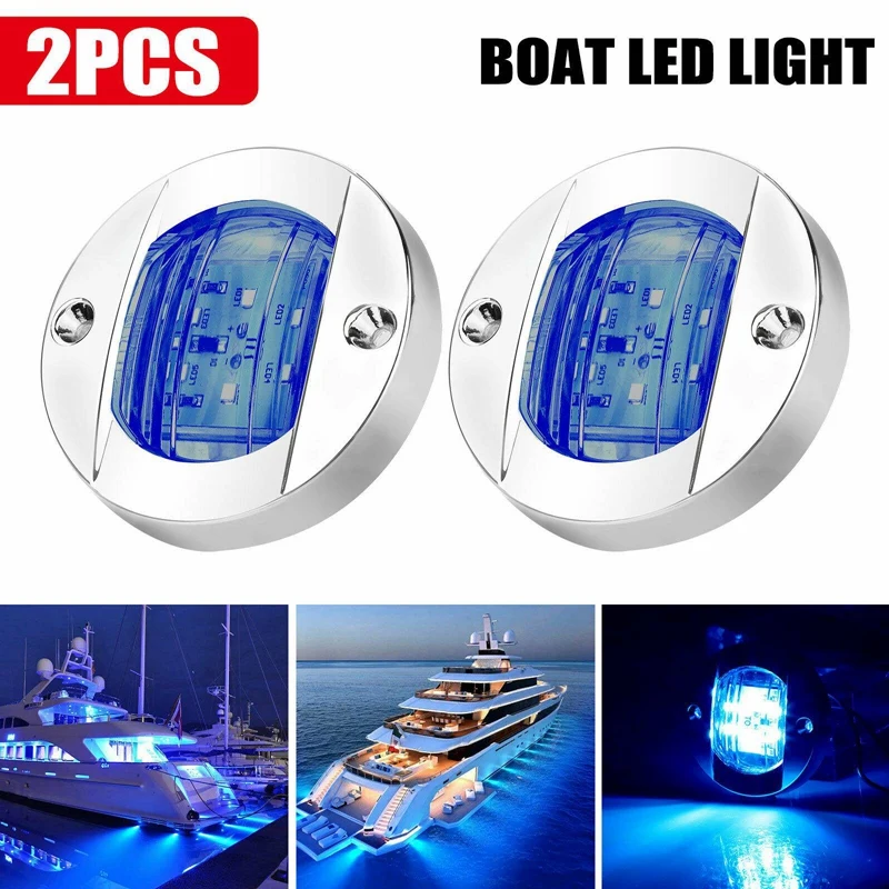 LED Square Courtesy 12V White Surround Green LEDs Boat Yacht Caravan Horsebox 