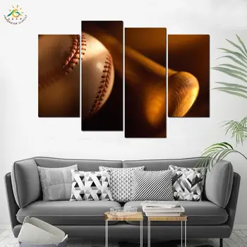 

Baseball Picture Modern Wall Art Pictures Prints Art Poster Canvas Painting Modular Home Decoration for Living Room 4 Pieces