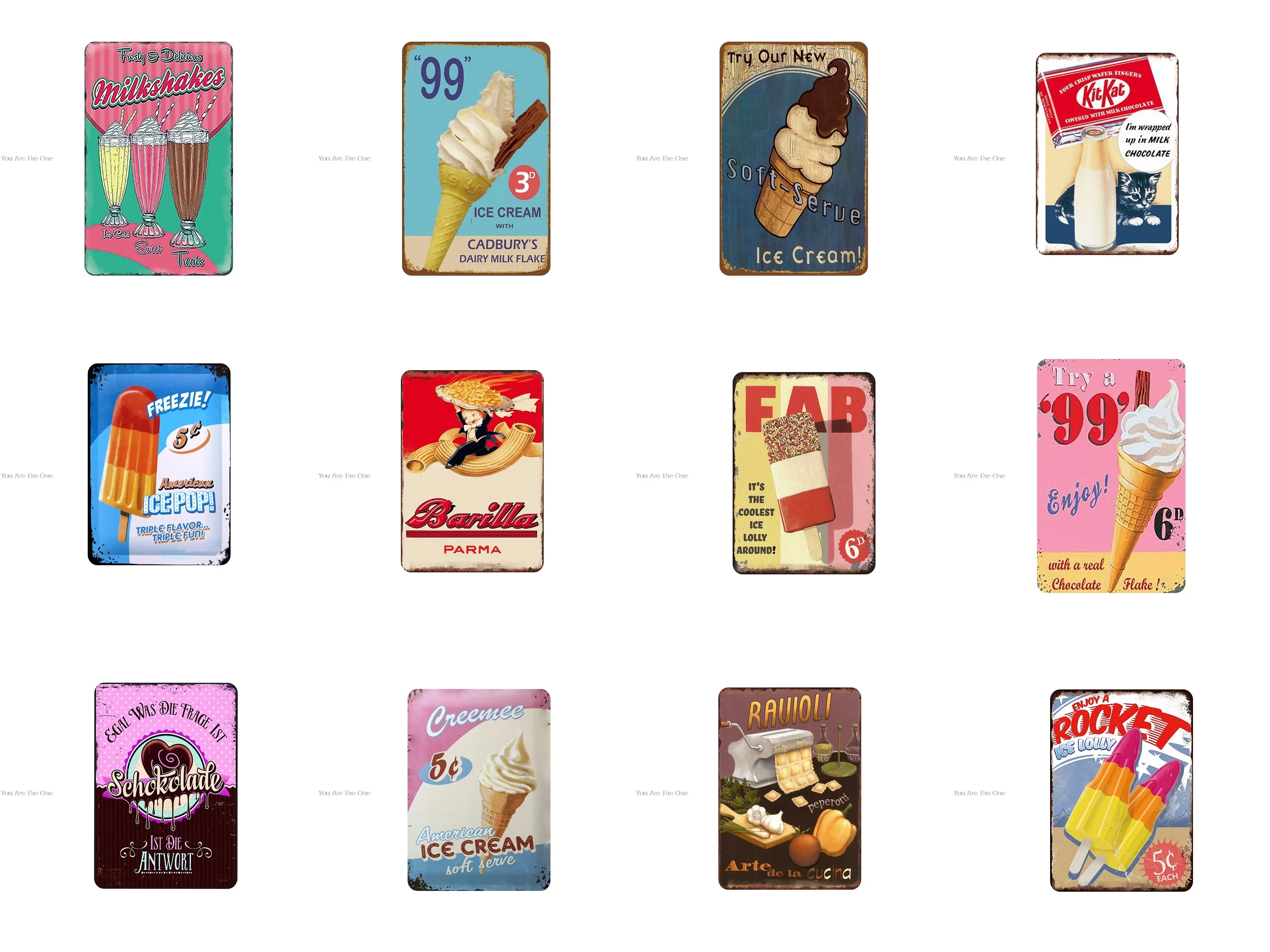 

Sweet Tube Ice Cream Metal Tin Signs Barilla Parma Popsicle Retro Plate Club Classical Iron Painting Home Plaque Wall Stickers
