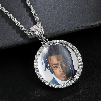 

Hip Hop Custom Made Photo Roundness Solid Back Iced Out Bling Cubic Zircon Personalized Necklace & Pendant For Men Jewelry