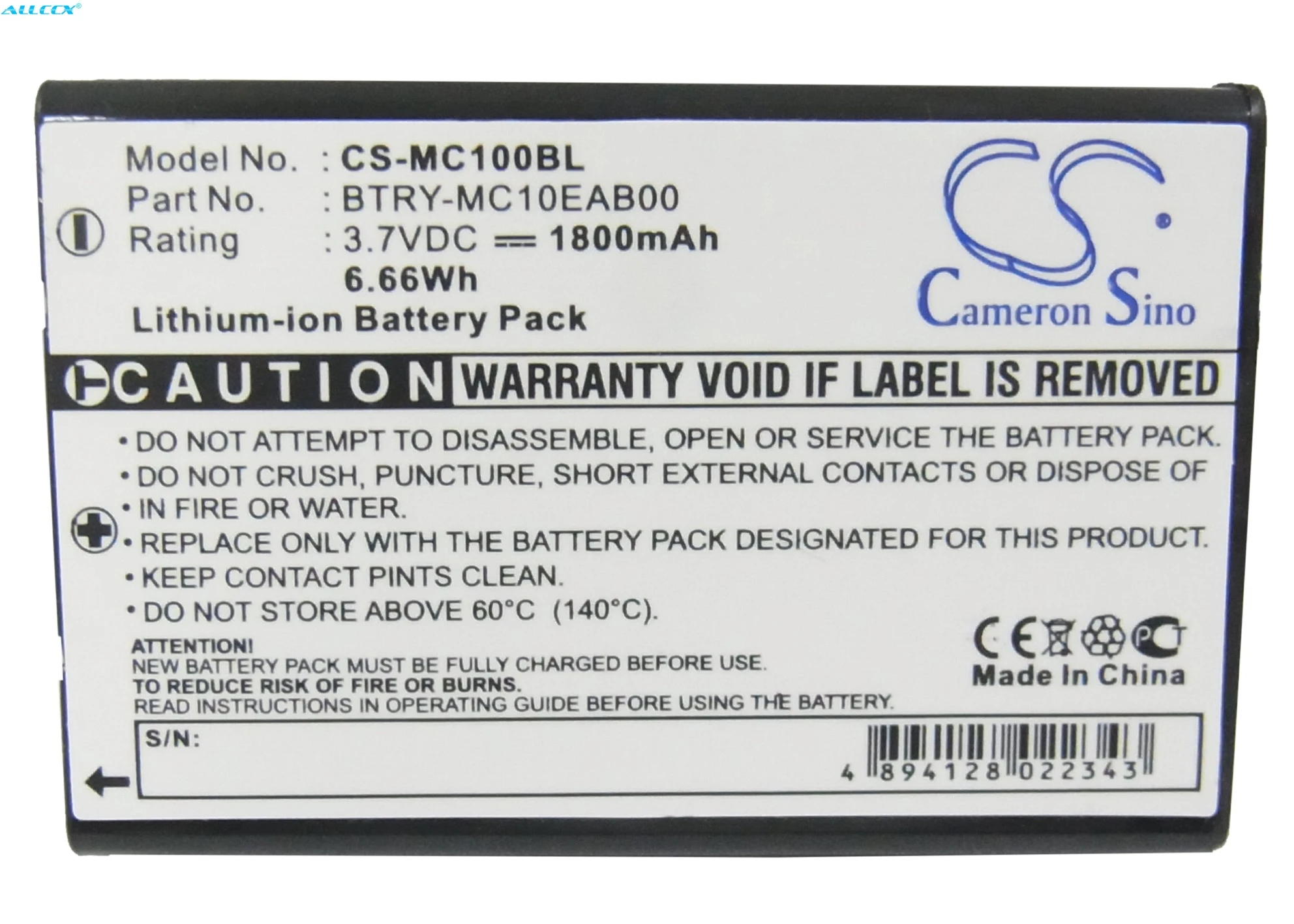 Батарея Cameron Sino 1800 мАч 074337S 73659 для Intermec CK1 CN1 Mobila PPT101 Wasp WDT3200 WDT3250 WPA1200 |