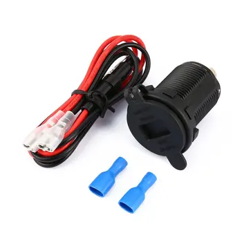 

2-in-1 Round Waterproof Dual USB Car Charger Adapter and LED Meter Panel Socket Voltmeter Female with 60cm Line