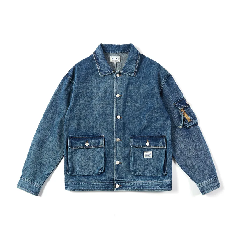 

Wu Navigation Autumn And Winter New Style Japanese-style Origional Fashion Denim Jacket Men's Korean-style Loose-Fit Multi-pocke