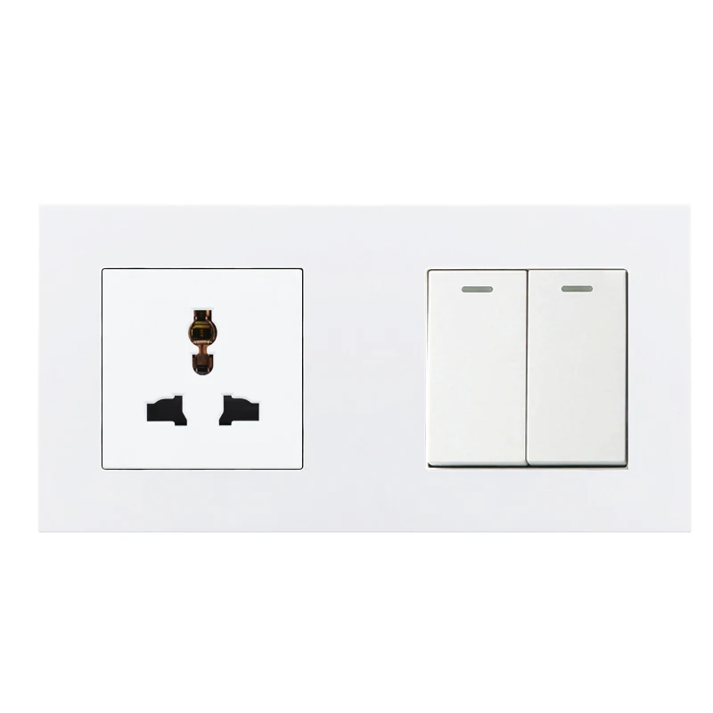 Socket 2Gang Switch Универсальная розетка 1 2 3 4 банды вкл/выкл кнопка выключателя света двойная электрическая розетка пластиковая панель электрическая розетка розетки кнопки,кнопка включения переключатель - Тип: Socket 2Gang Switch