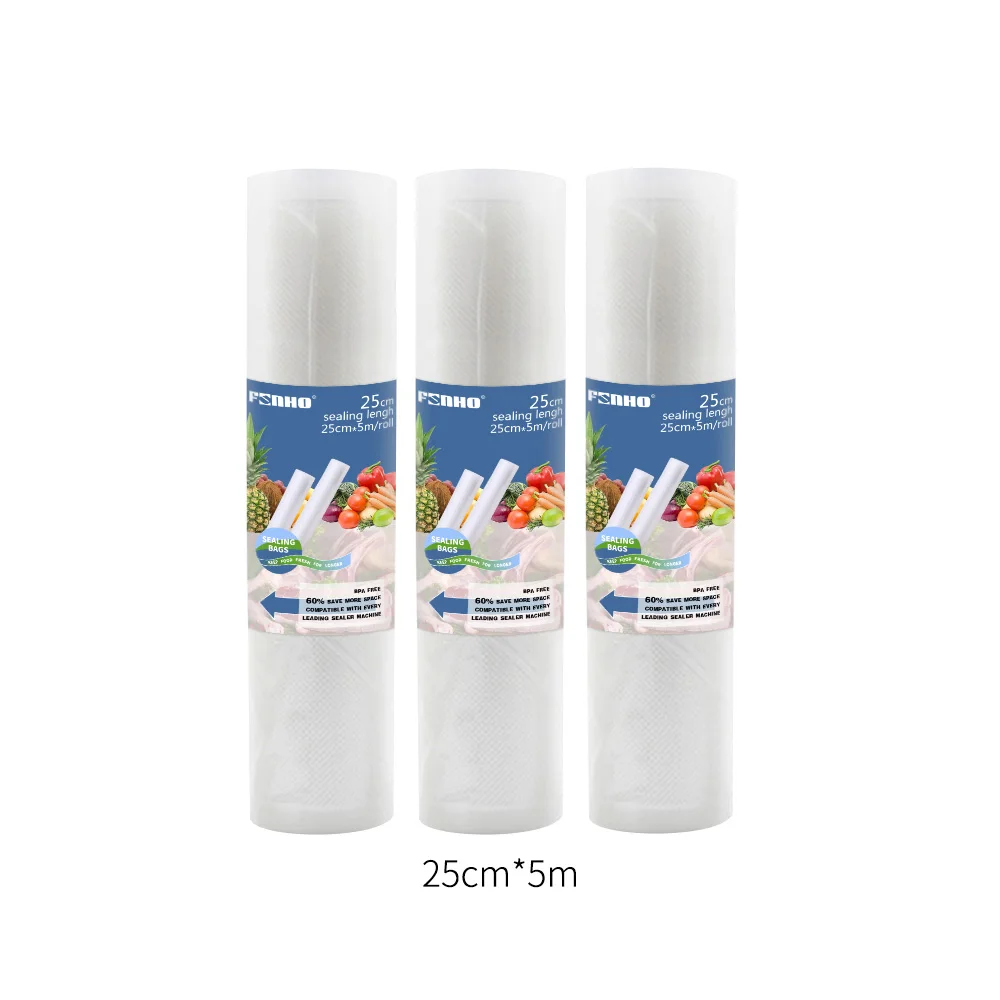 25cmx5m 3rolls FUNHO 12/15/20/25/28 см* 500 см Вакуумный пакет для хранения для вакуум-закаточная машина для сохранение продуктов питания сумка для хранения на кухне для сохранения свежести - Цвет: 25cmx5m 3rolls
