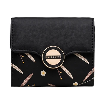 

Leaf Printing Women Wallet Multi-card Slots Trifold Credit Card Holder Casual Hasp Coin Purse for Girls Fresh Short Clutch Bag