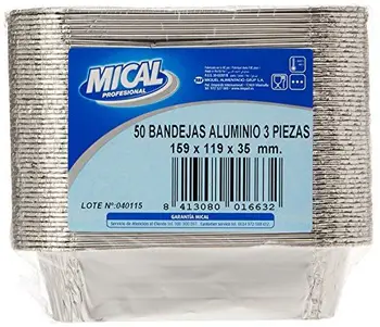 

Bandeja mical aluminio 3 pzas.50u