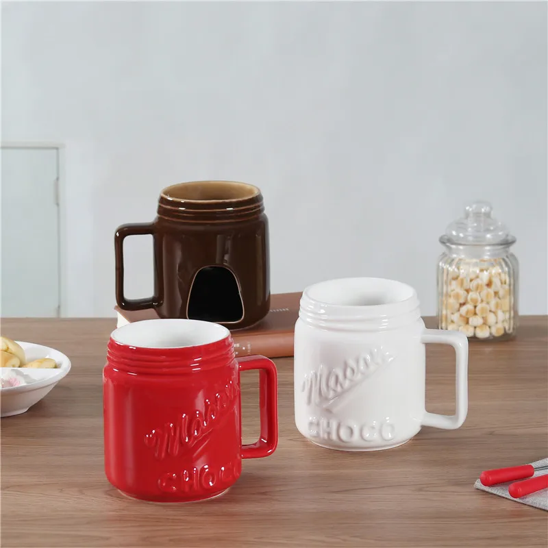 Fondue Mug Set Personal Mini Fondue Pots Chocolate and Cheese Maker Kit Individual Butter Melter Cup Small Queso Warmer