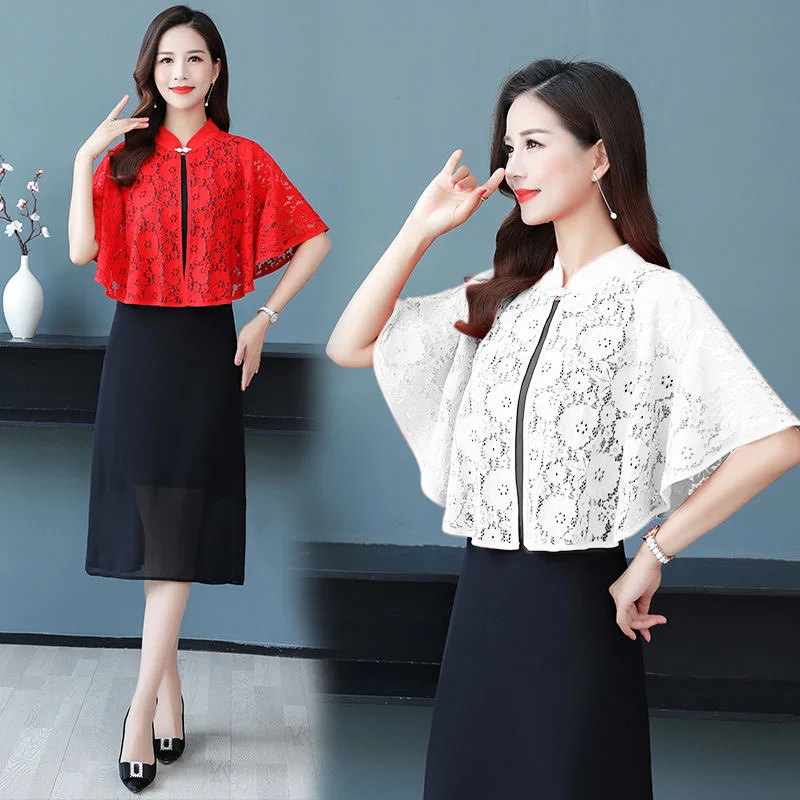 Women summer white Black Red Green Shrug Bolero Lace Bridal Cape Jacket Elegant Wraps Beach Shawl Bridal Bolero