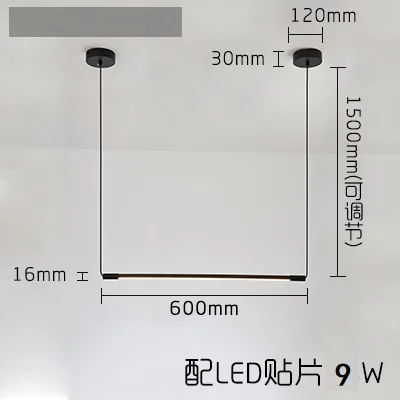 Horizontal Lamp 9w Современный светодиодный цилиндрическая подвеска, фоновая полоса, подвесной светильник, длинный бар, светильник для спальни, промышленная лампа - Цвет корпуса: Horizontal Lamp 9w