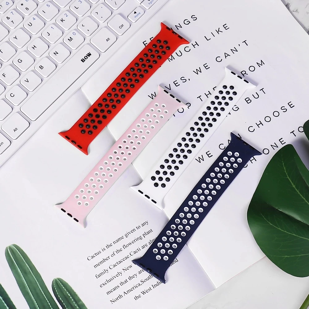 Силиконовый ремешок для apple watch 6/SE/5/4 band 44 мм 40 эластичный браслет iwatch series 3 2 1 42 38