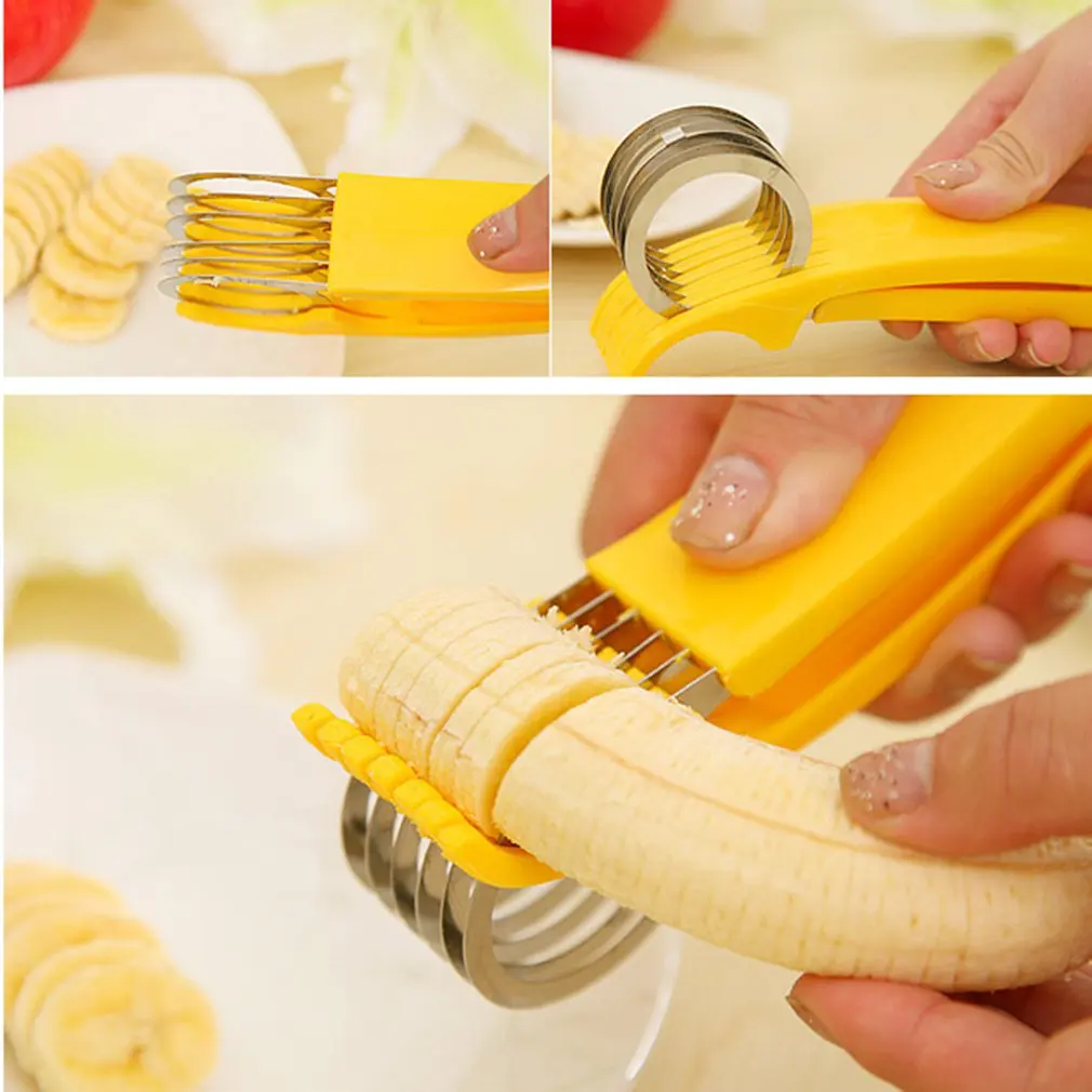 

Kitchen Tool Stainless Steel Sausage Banana Slicer Fruit Strawberry Cucumber Cutter Slicer Handy Slicer by Home Adorable