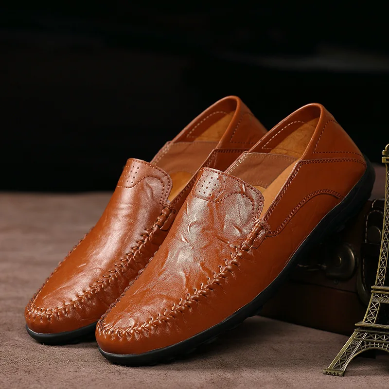 Fashion Leisure Men Leather Loafer Shoes Genuine Spring Autumm Slip On Driving Soft Comfy Flat Footwear | Обувь