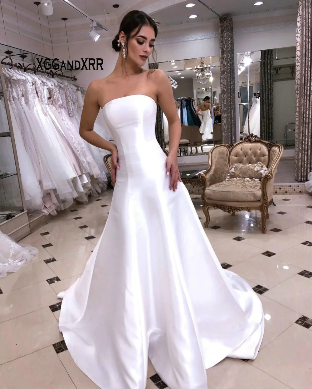 Простое длинное атласное свадебное платье без бретелек с короткими рукавами, кружевная куртка, элегантное Плиссированное длинное свадебное платье с открытой спиной и пуговицами
