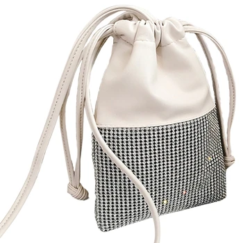 

JHD-New Korean Version Of The Wild Bucket Bag King Bag Flash Diamond Shoulder Diagonal Bag With A Female Bag White