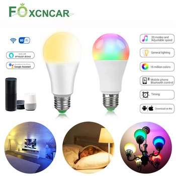

LED Smart WIFI Bulb Light Kitchen Bedroom Dimmable Smart Lamp Compatible With Alexa Google Home LED Bluetooth APP RGB Magic Bulb