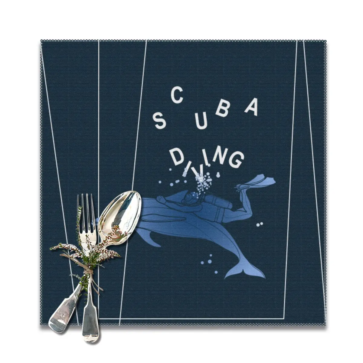 Placemat for dining table CoastersScuba Diving Lover Snorkeling Diver Polyster Cup Coffee Table Mats Kitchen 6pcs Home Decor