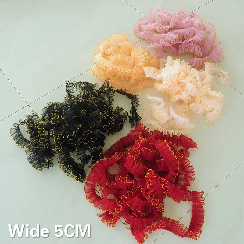 Роскошные 3d плиссированные шнурки из органзы шириной 5 см гипюровые ленты