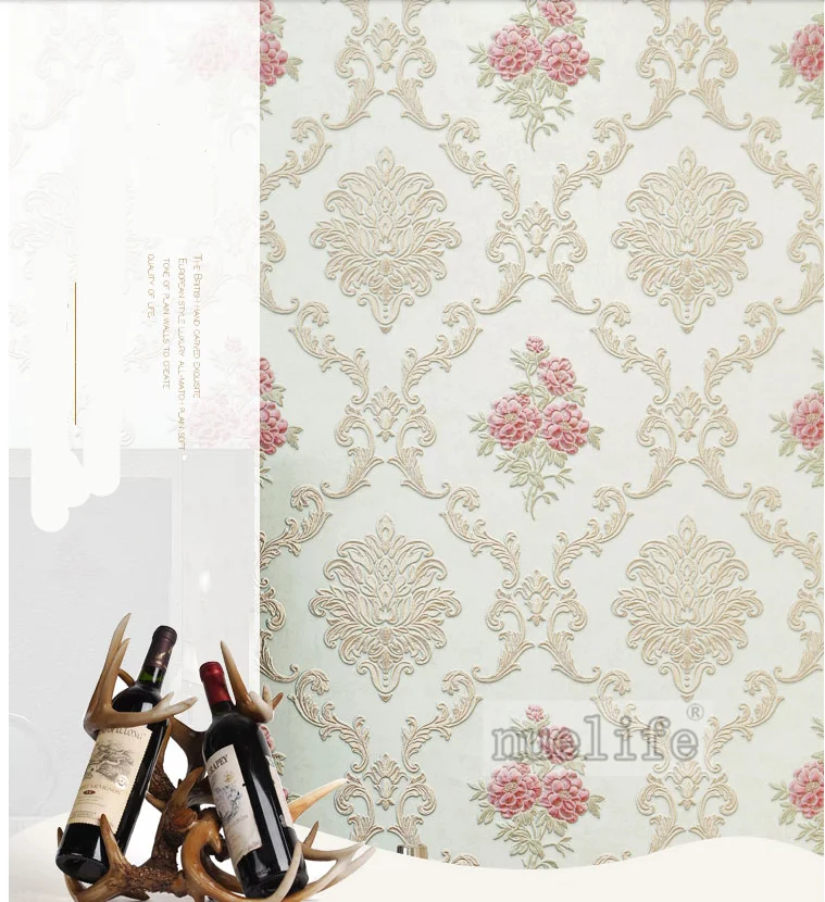 Blue pattern pattern non-woven wallpaper simple modern pastoral European bedroom living room wedding room background wallpaper