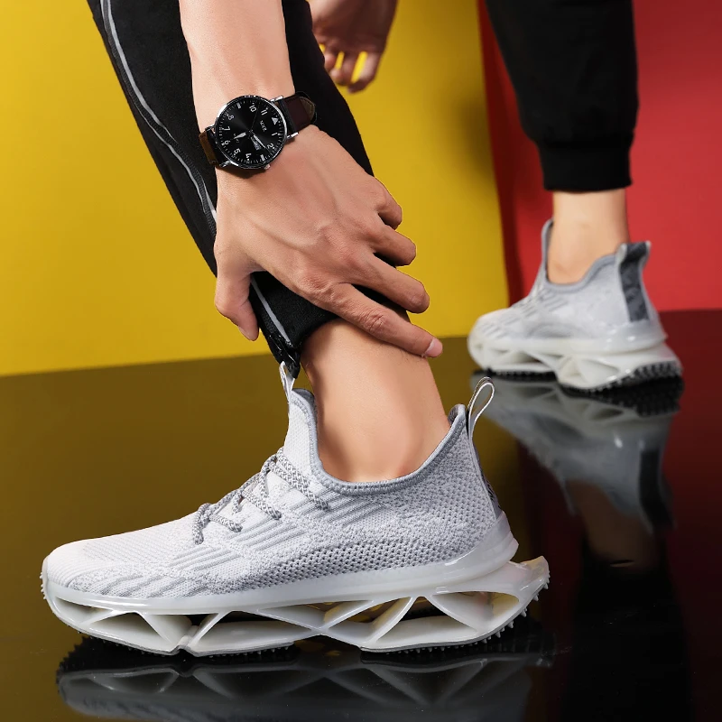 

New Design Running Shoes for Men Breathable Blade Sneakers Antiskid Damping Outsole Sport Shoes Couple Training Run Jogging Shoe