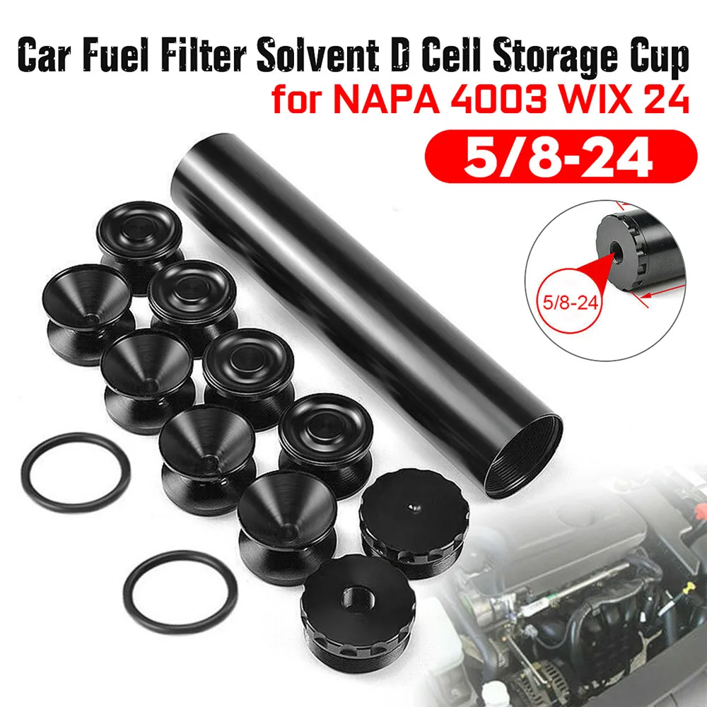 

13pcs 1/2-28 5/8-24 9'' Fuel Filters Solvent D Cell Aluminum Storage Cups For NAPA 4003 WIX 24003 Fuel Trap Filter Part Black