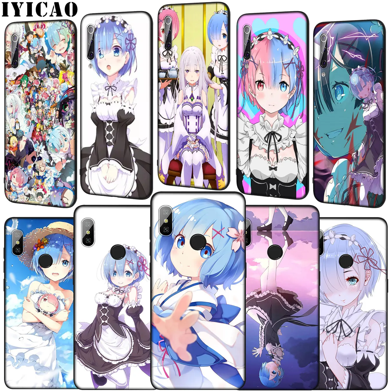 IYICAO аниме Rem Re Zero emilia мягкий чехол для телефона Xiaomi Mi 10 9 9T A3 Pro CC9 CC9E 8 SE A2 Lite A1 6 pocophone f1