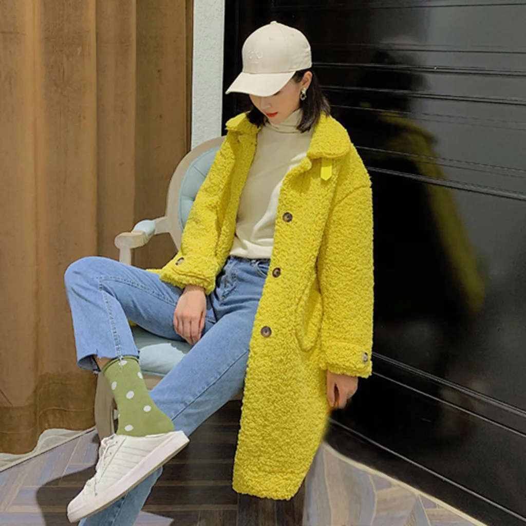 Winter Women Large Size Coat Lambskin Stand Collar On Both Sides Wearing Solid Womens Warm Long Parka Pockets Plus Size