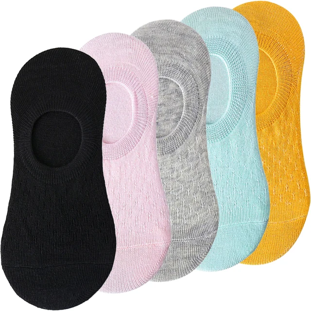 10 pieces = 5 pairs Women Invisible Solid Color Socks Slippers Ladies Polyester Cotton Non-slip Silicone Ankle Socks skarpetki 5 pairs 02