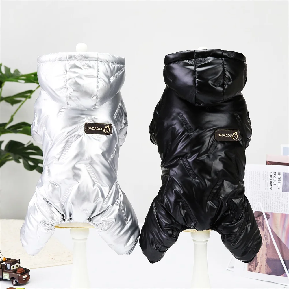 Pet Jacket Winter Pet Dog Jacket Clothes Hooded Four-Legs Padded Jacket Clothing Super Warm Thicker Cotton Coat Waterproof Small Dogs