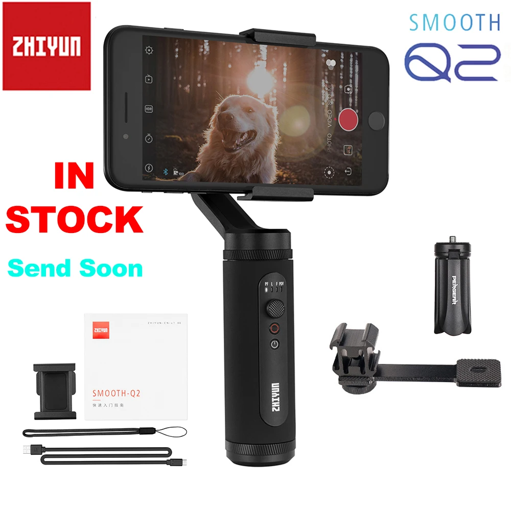 Comprar InStock Zhiyun suave Q2 Suave 4 3 eje Smartphone de cardán estabilizador para iPhone 11 Pro Max X XS 8P Samsung S10 S9 S8