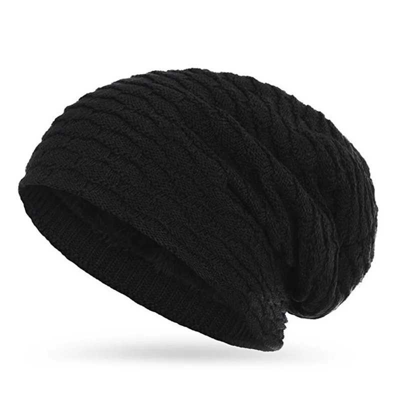 Comfortable Mens Women Knit Baggy Beanie Cap Winter Pleated Slouchy Extra Long Fashion Hat Durable Wool Material