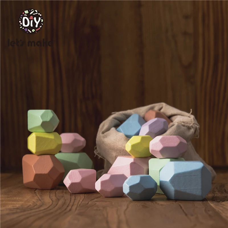 

Children's Wooden Colored Stone Jenga Building Block Educational Toy Creative Nordic Style Stacking Game Rainbow Wooden Toy Gift