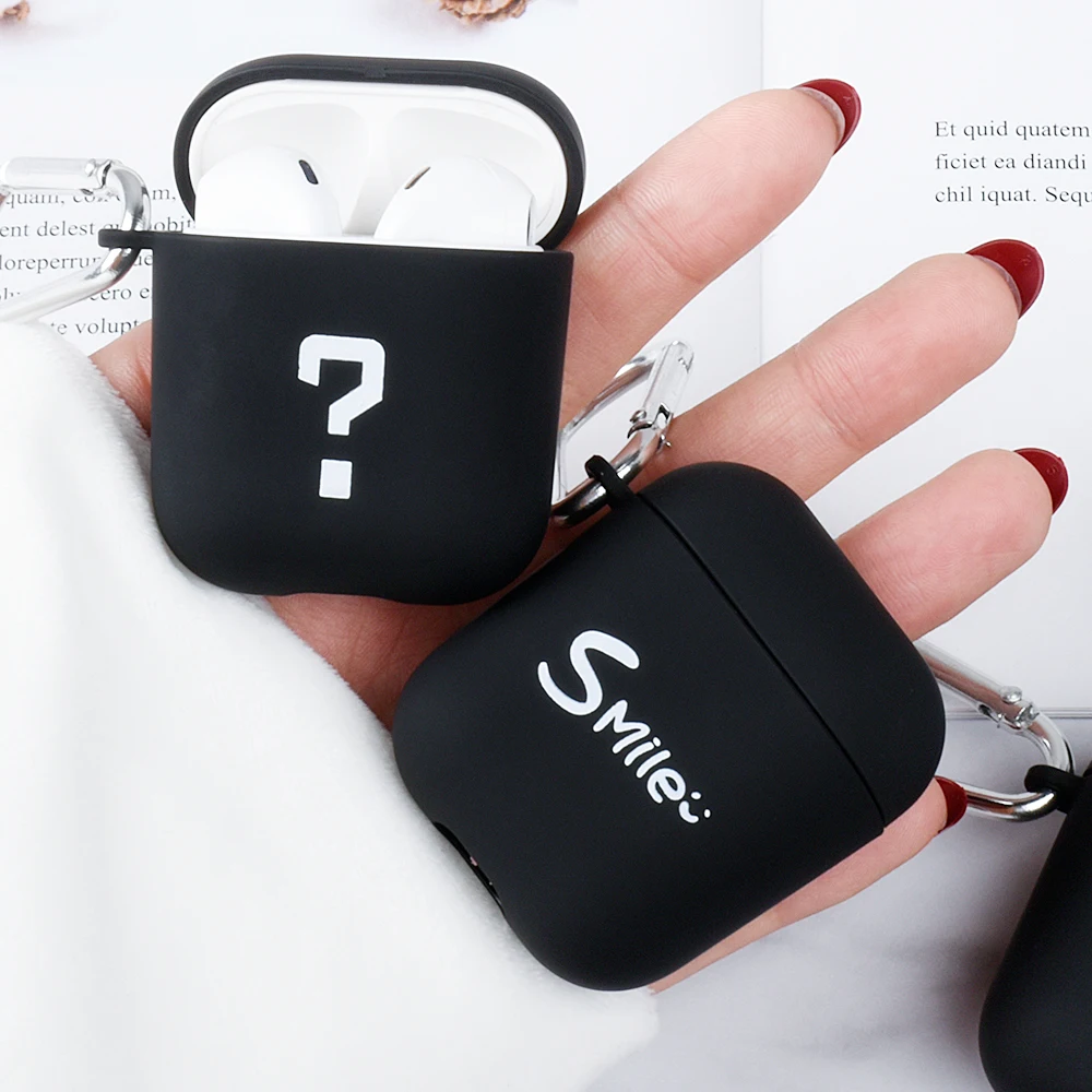 Для Air Pods розовая улыбка черный роскошный Пара Стиль чехол для Airpods 1 2 шт жесткий чехол матовый защитный корпус наушники коробка Капа