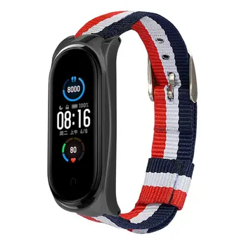 

Suitable for Mi Band for Xiaomi 5/5 NFC Buckle Shell Striped Canvas Strap Smart Bracelet Protection Strap Replacement