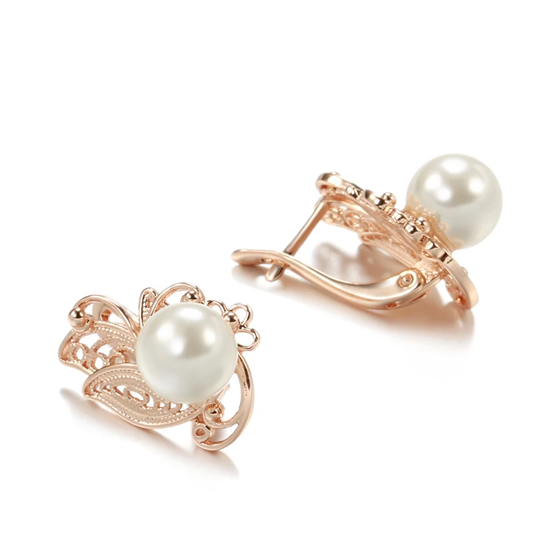 SYOUJYO Pearl 585 Rose Gold Color Dangle Earrings for Women Vintage Flower Bride Wedding Earrings dangle earrings,pearl earrings,flower earrings,drop earrings,long earrings,golden earrings