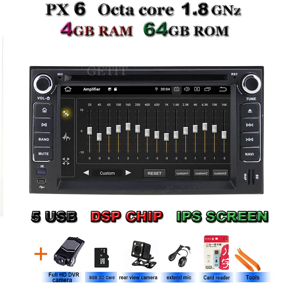 Ips Android 9,0 4G 64G Автомобильный dvd-плеер для KIA Ceed SORENTO SPORTAGE SPECTRA SEDONA STAR CARNIVAL CERATO CARENS gps радио - Цвет: PX6-Cams