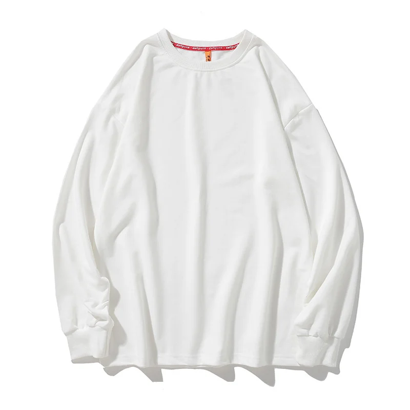 FGKKS, качественная брендовая мужская Однотонная футболка, повседневная мужская футболка с круглым вырезом, Мужская простая футболка с длинным рукавом, топы - Цвет: White