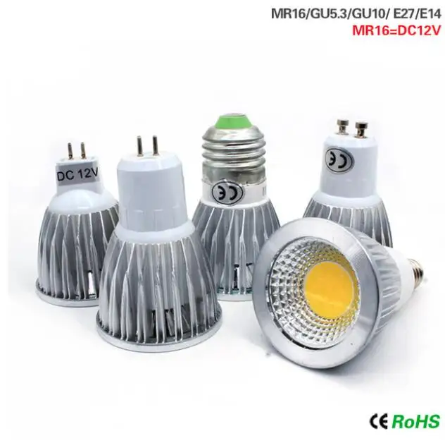 

E27 E14 GU10 GU5.3 MR16 LED COB Spotlight Dimmable 9w 12w 15w Spot Light Bulb high power lamp DC12V or AC85-265V