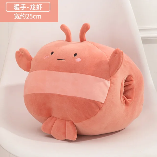 Согревающие руки Подушка креативная плюшевая игрушка Kawaii мультяшная Подушка Новинка согревающие плюшевые перчатки осень зима рождественский подарок - Цвет: lobster