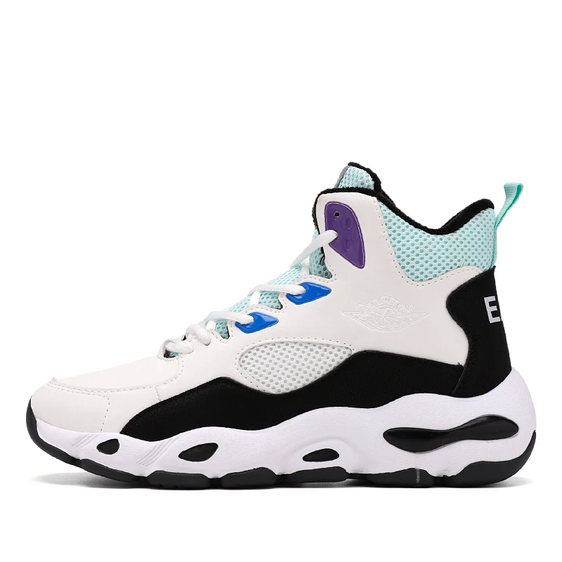 plush white Мужские амортизирующие баскетбольные кроссовки Jordan, зимние теплые баскетбольные кроссовки, Нескользящие высокие кроссовки, мужские баскетбольные ботинки с плюшевой подкладкой - Цвет: plush white