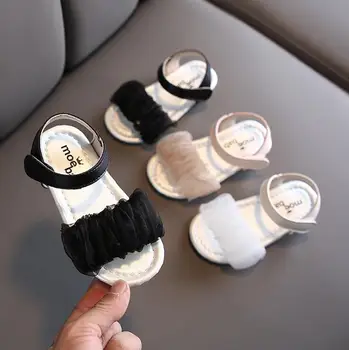 

Cute Girls Sandals Clear Lace Mesh Summer New Bow Princess Shoes Korean Children Baby Non-slip Soft Beach Shoes