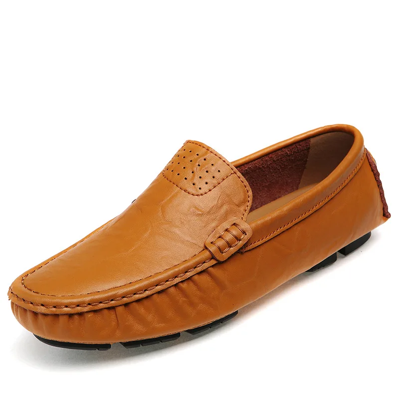 Брендовая мужская повседневная обувь; модные мужские туфли; Дизайнерские мужские лоферы без шнуровки; повседневная обувь для вождения из натуральной кожи на плоской подошве
