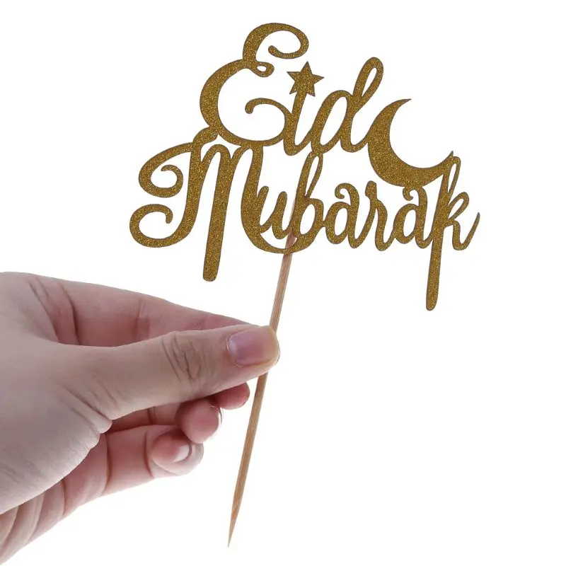 Eid Mubarak Топпер для торта, для свадьбы, вечеринки в честь рождения ребенка, декор Рамадан, кексы, мусульманский ислам, для выпечки, Прямая поставка, поддержка