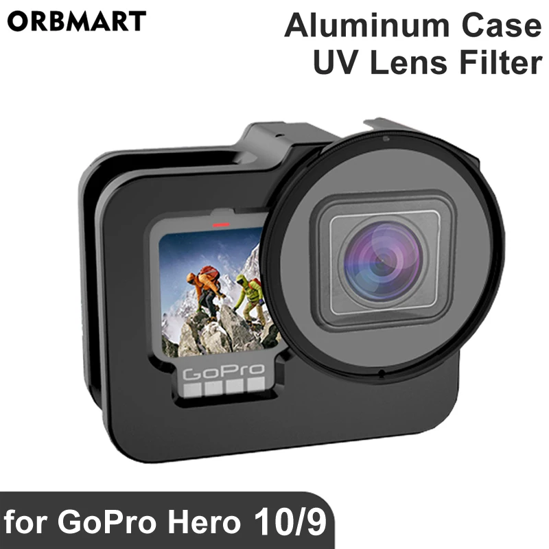 Алюминиевый чехол с ЧПУ для GoPro Hero 10 9 черный металлический защитный рамка