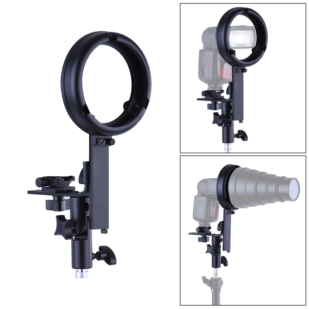 L-Bracket Speedlight Speedlite Flash Mount with Bowens Mount Adapter Cold Shoe for Softbox Reflector Beauty Dish Umbrella Snoot