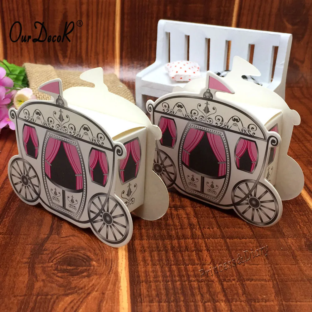 

100pcs/lot Romantic Fairy tale Favors Gifts Baby Shower Wedding Candy Box Cinderella Pumpkin Carriage wedding decoration mariage