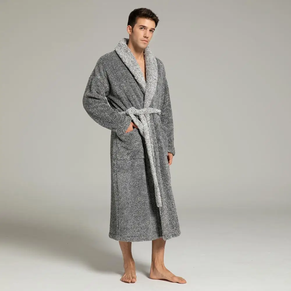 Men and Women Super Thick Winter Nightgown Extra Big Long Fluffy Bathrobe Loungewear Sleepwear